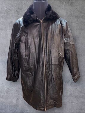 Wilson Black Leather Military Coat